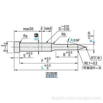 Automobile Die R 0.1 ~ 0.3 Hss Punches MISUMI Sharp Tip Ang